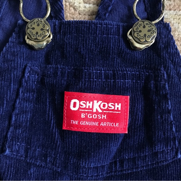 Vintage OshKosh B’gosh Sz 12 M Navy Blue Corduroy Vestbak Overalls Made in USA - Picture 3 of 16